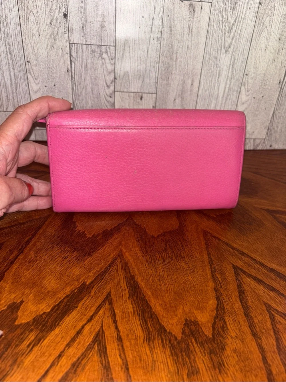 Michael Kors Hot Pink Pebbled Leather MK Logo Continental Wallet